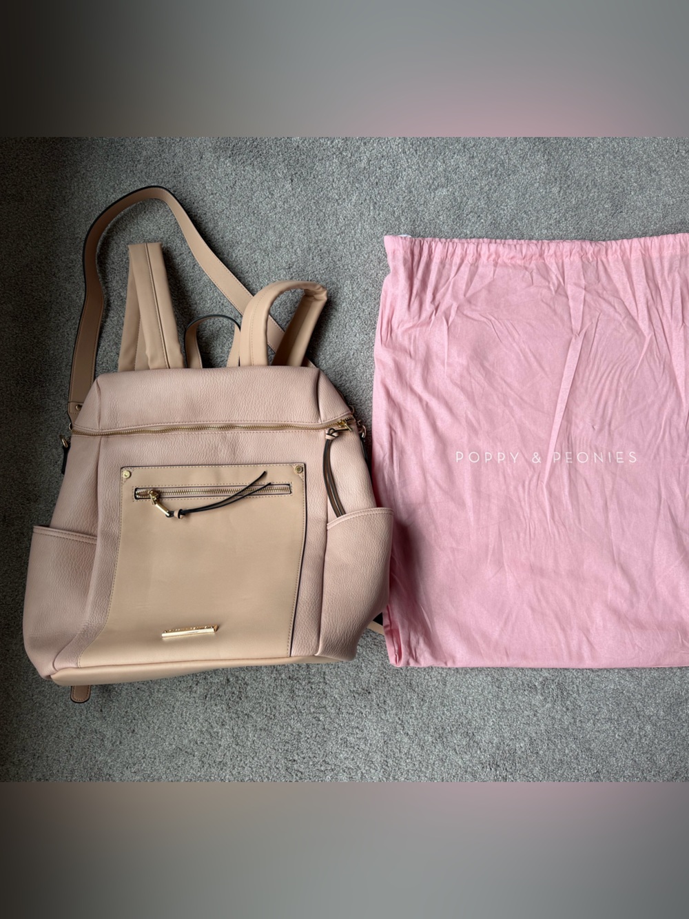 Poppy & Peonies Blush Beige Convertible Backpack Tote